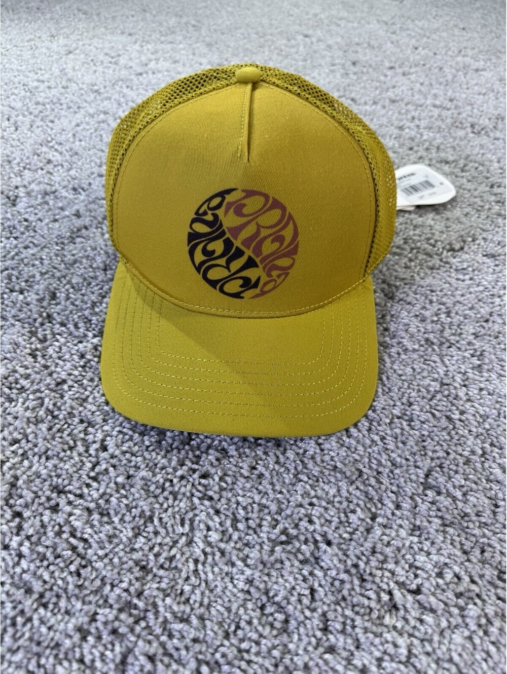 prAna Roads Ahead Trucker Hat Golden Leaf Symbol Mesh Snapback Unisex NWT